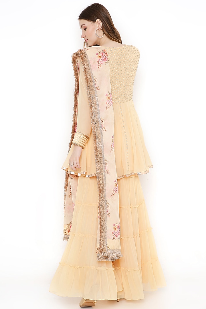 Peach Georgette Party Wear Sharara Set by Sierra The Label at Pernia's Pop Up Shop