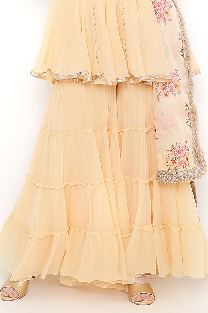 Peach Georgette Party Wear Sharara Set by Sierra The Label at Pernia's Pop Up Shop