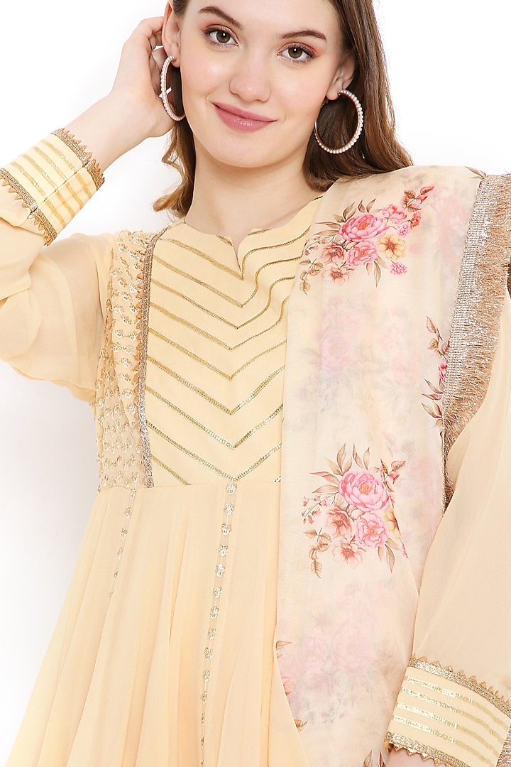 Peach Georgette Party Wear Sharara Set by Sierra The Label at Pernia's Pop Up Shop