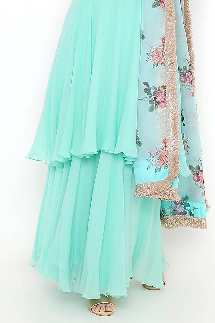 Green Party Wear Sharara Set In Georgette by Sierra The Label at Pernia's Pop Up Shop