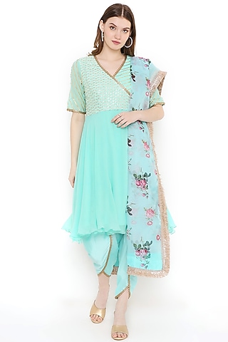 Blue Embellished Kurta Set by Sierra The Label