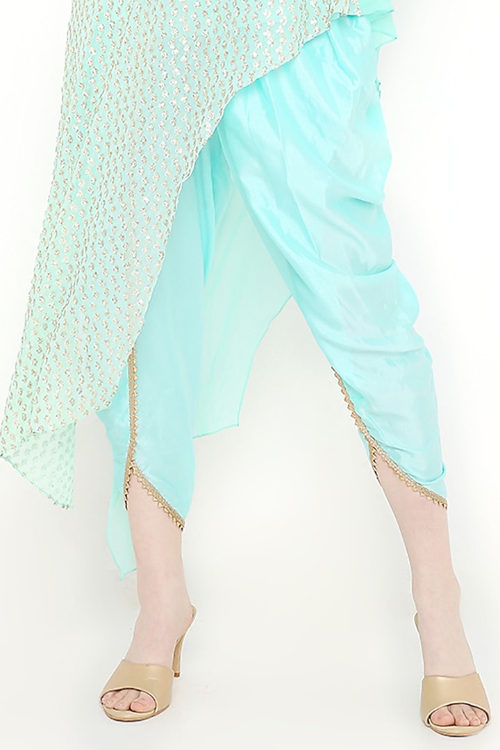 Blue Georgette Asymmetrical Kurta Set by Sierra The Label at Pernia's Pop Up Shop