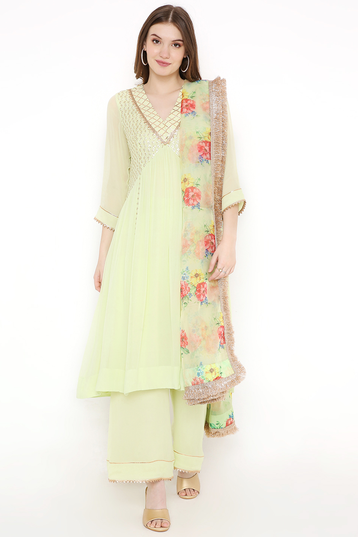 Light Green Georgette Kurta Set by Sierra The Label