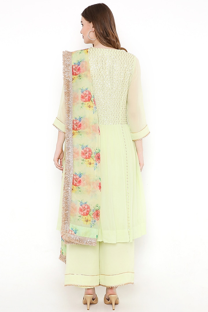 Light Green Georgette Kurta Set by Sierra The Label at Pernia's Pop Up Shop