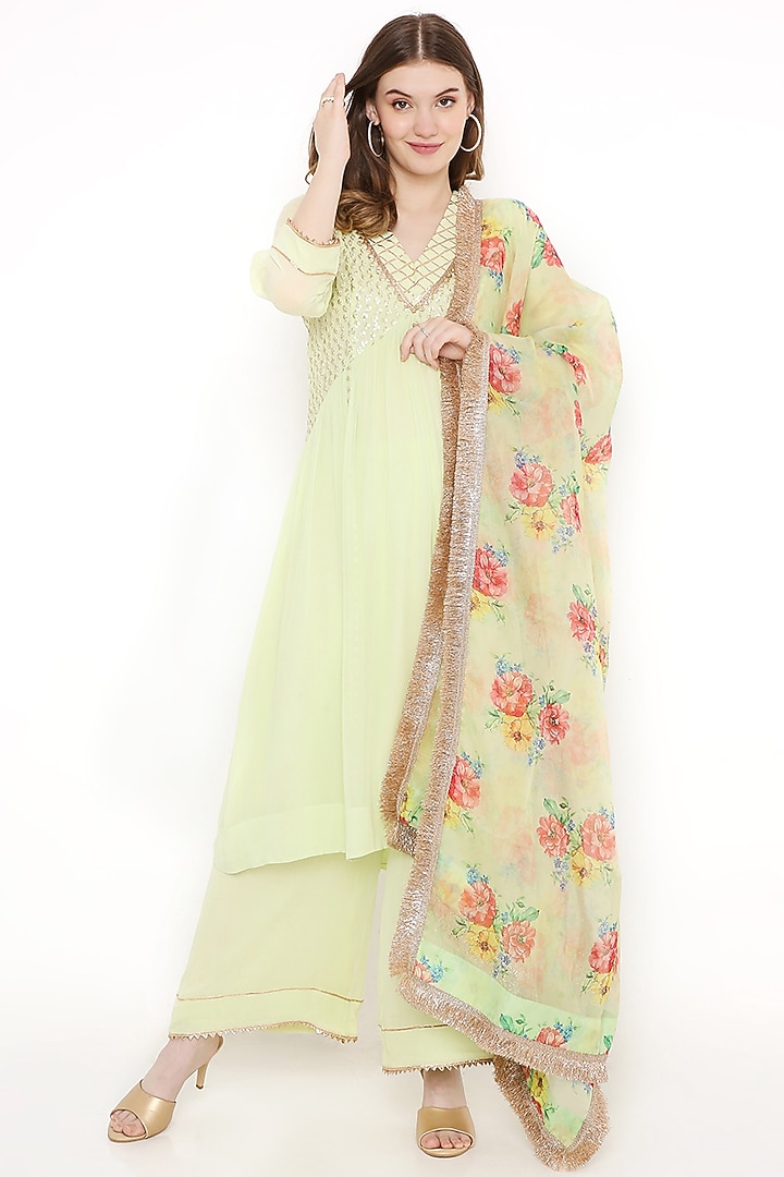Light Green Georgette Kurta Set by Sierra The Label at Pernia's Pop Up Shop