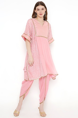 Pink Georgette Embellished Kaftan Set by Sierra The Label