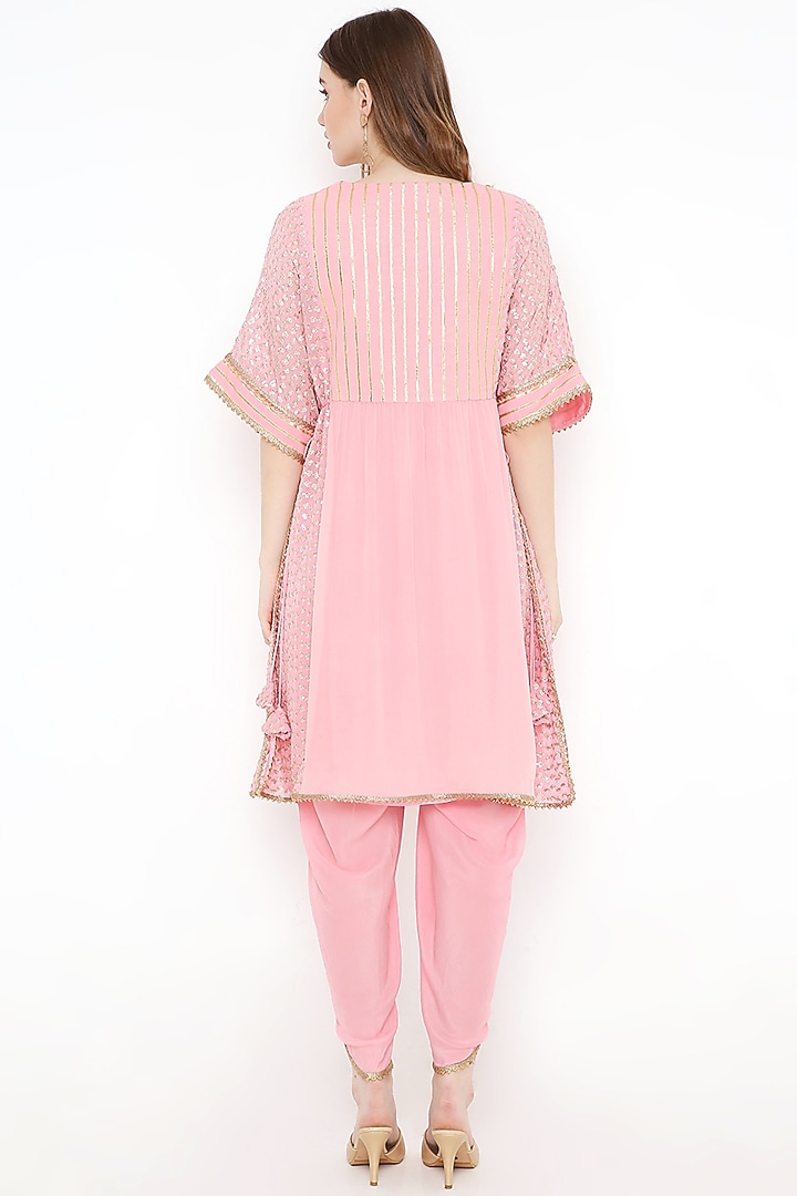 Pink Georgette Embellished Kaftan Set by Sierra The Label at Pernia's Pop Up Shop