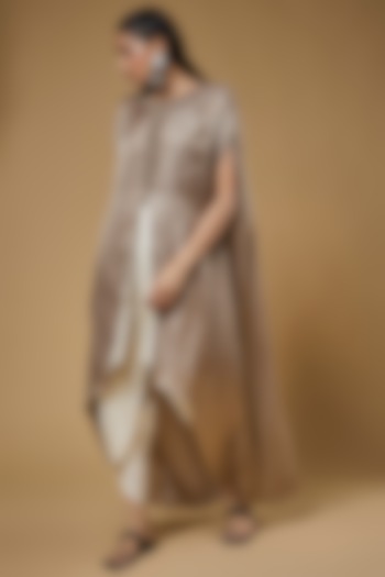 Grey Silk Asymmetrical Kaftan Set by Sierra The Label at Pernia's Pop Up Shop