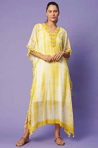 Yellow Shibori Printed Kaftan by Sierra The Label