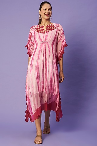 Pink Shibori Printed Kaftan by Sierra The Label