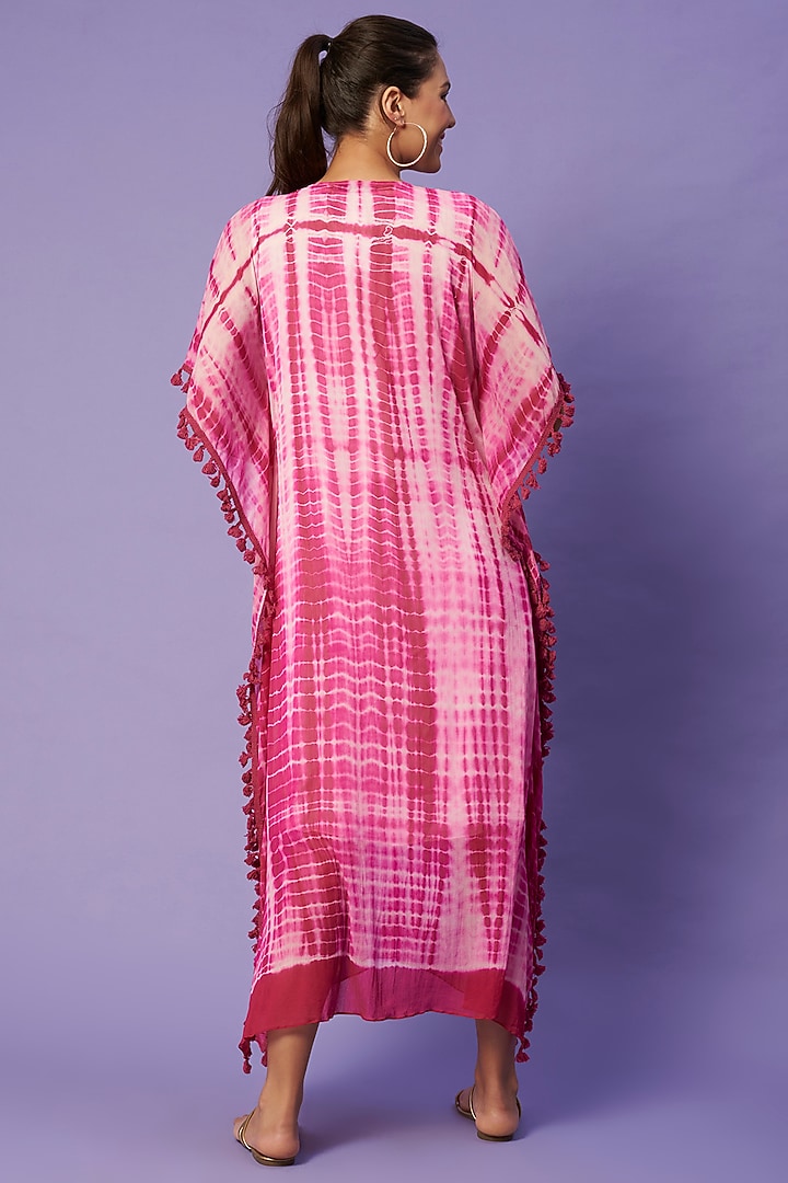 Pink Hand-Dyed Shibori Kaftan by Sierra The Label at Pernia's Pop Up Shop
