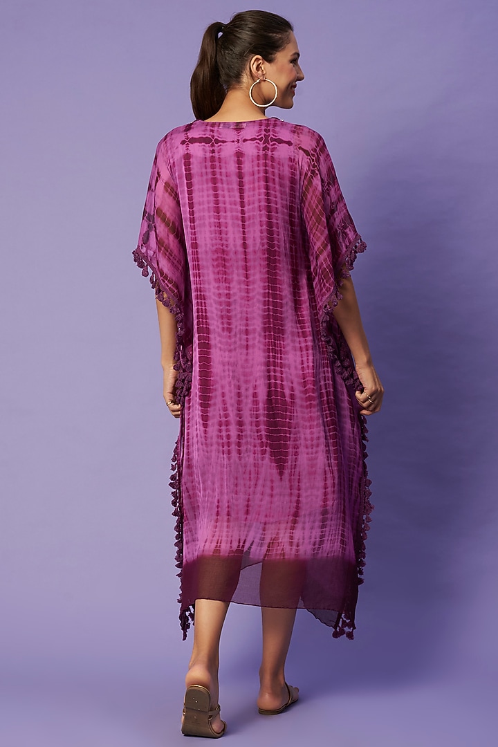 Purple Hand-Dyed Shibori Kaftan by Sierra The Label at Pernia's Pop Up Shop
