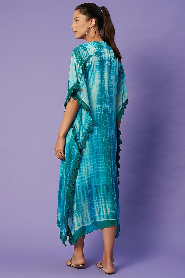 Blue Shibori Tie-Dyed Kaftan by Sierra The Label at Pernia's Pop Up Shop