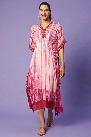 Pink Shibori Tie-Dyed Kaftan  by Sierra The Label