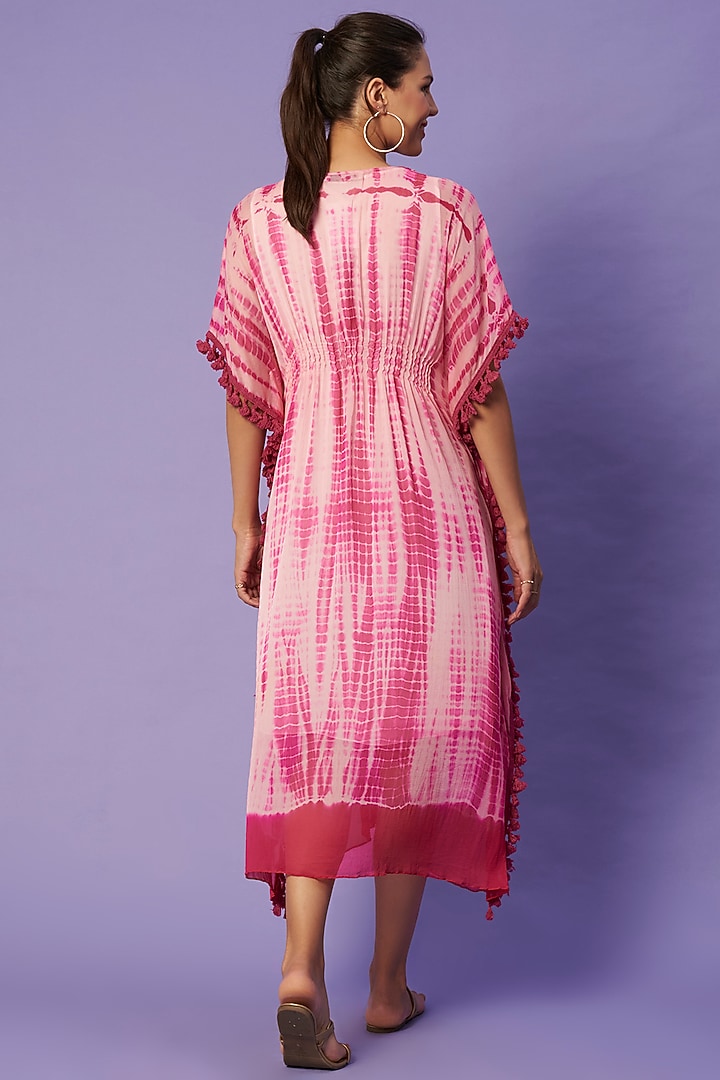 Pink Shibori Tie-Dyed Kaftan by Sierra The Label at Pernia's Pop Up Shop