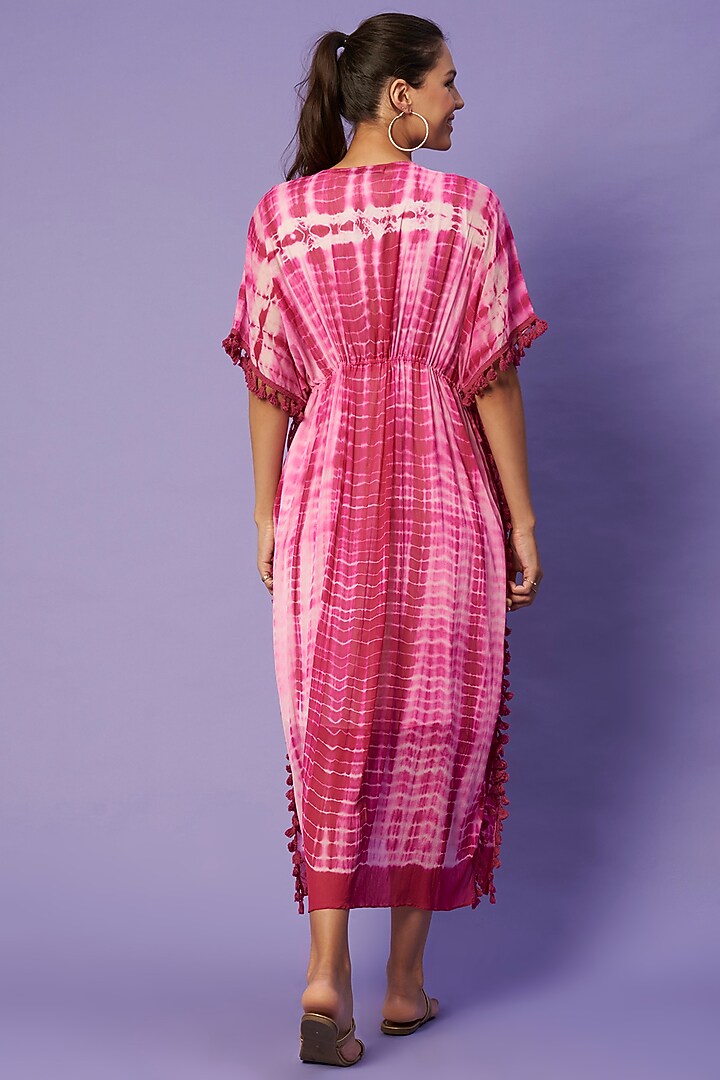 Pink Hand-Dyed Shibori Kaftan by Sierra The Label at Pernia's Pop Up Shop