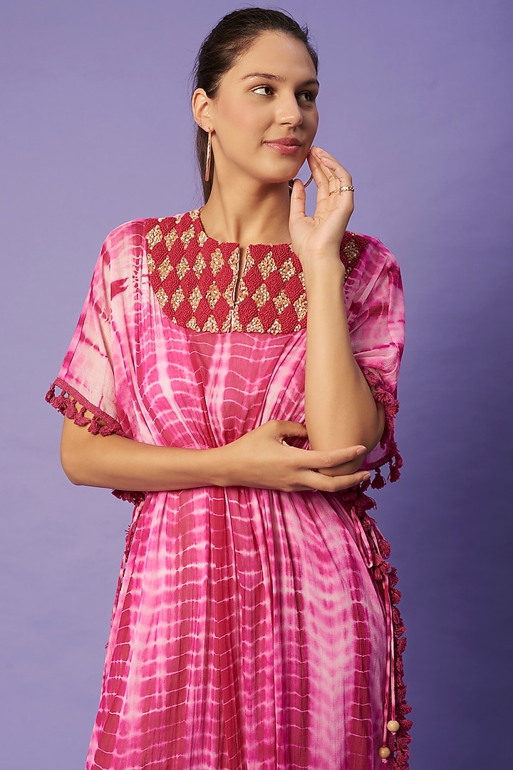 Pink Hand-Dyed Shibori Kaftan by Sierra The Label at Pernia's Pop Up Shop