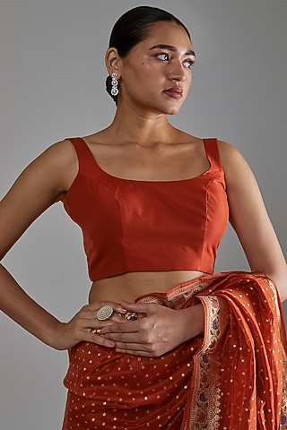 Rust Silk Cotton Blouse by Shimai Jayachandra