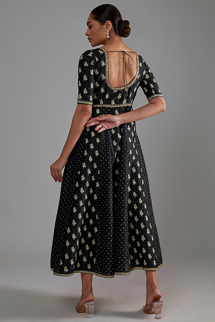Black Printed & Embroidered Wedding Anarkali Set by Shimai Jayachandra at Pernia's Pop Up Shop
