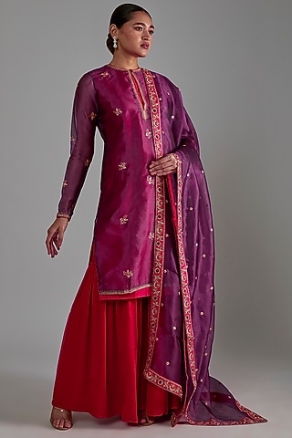 Purple Hand Embroidered Kurta by Shimai Jayachandra