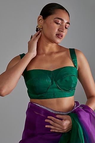 Cadmium Green Silk Bustier by Shimai Jayachandra