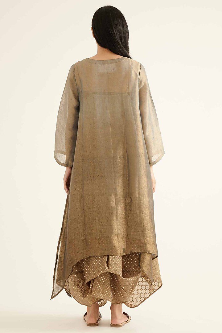 Grey Tissue Linen A-line Kurta Set by Sihali Jageer at Pernia's Pop Up Shop