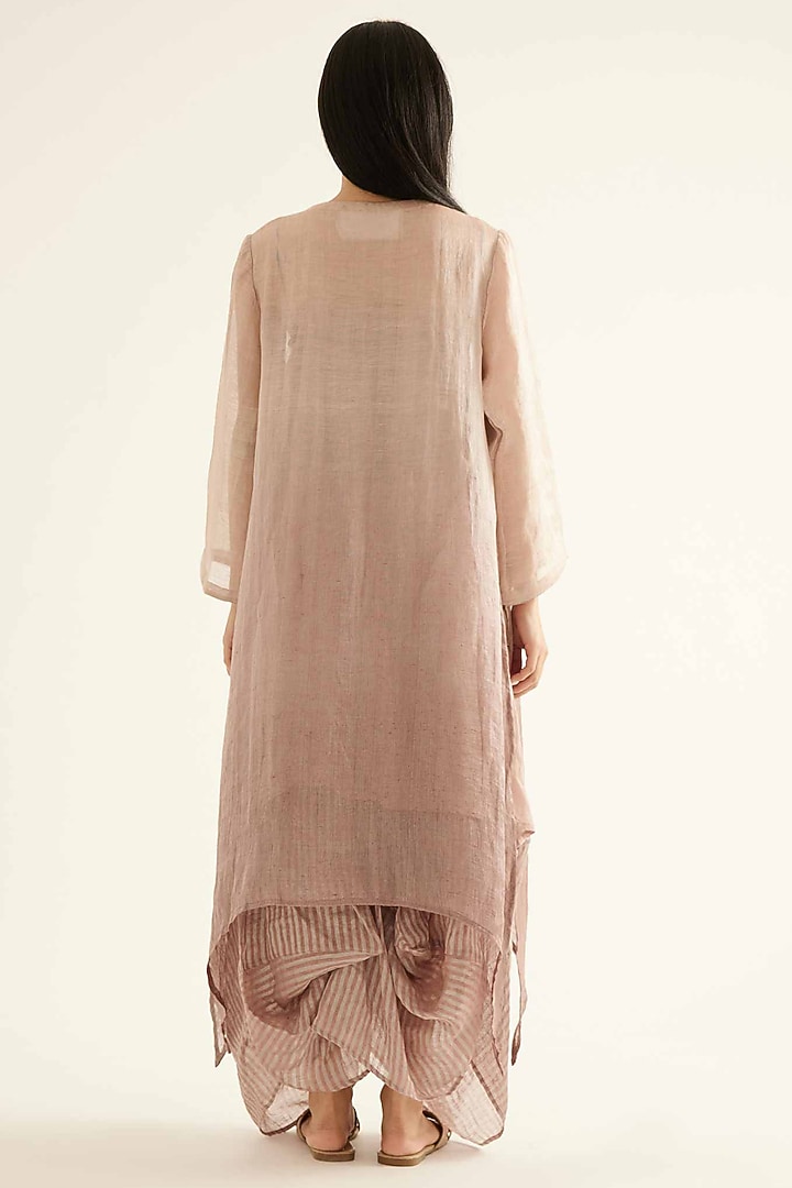 Pink Tissue Linen A-line Kurta Set by Sihali Jageer at Pernia's Pop Up Shop