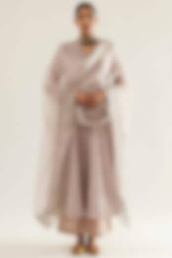 Purple Chanderi Angrakha Kurta Set by Sihali Jageer at Pernia's Pop Up Shop