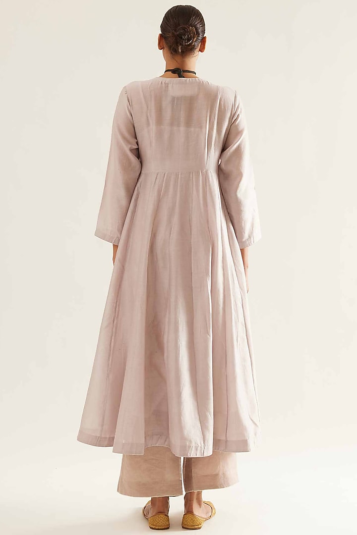 Purple Chanderi Angrakha Kurta Set by Sihali Jageer at Pernia's Pop Up Shop