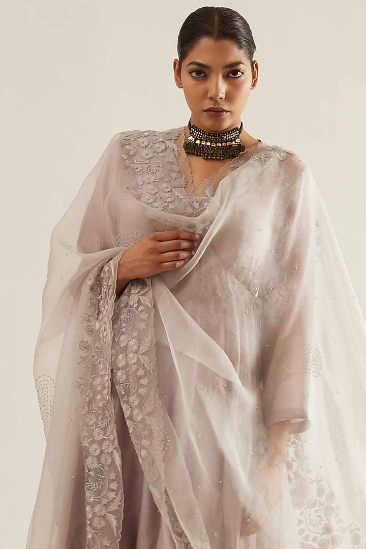 Purple Chanderi Angrakha Kurta Set by Sihali Jageer at Pernia's Pop Up Shop