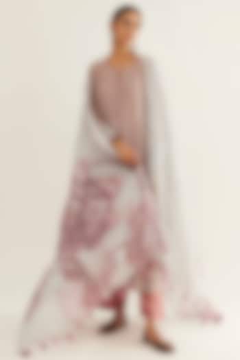 Purple Linen Kalidar Kurta Set by Sihali Jageer at Pernia's Pop Up Shop