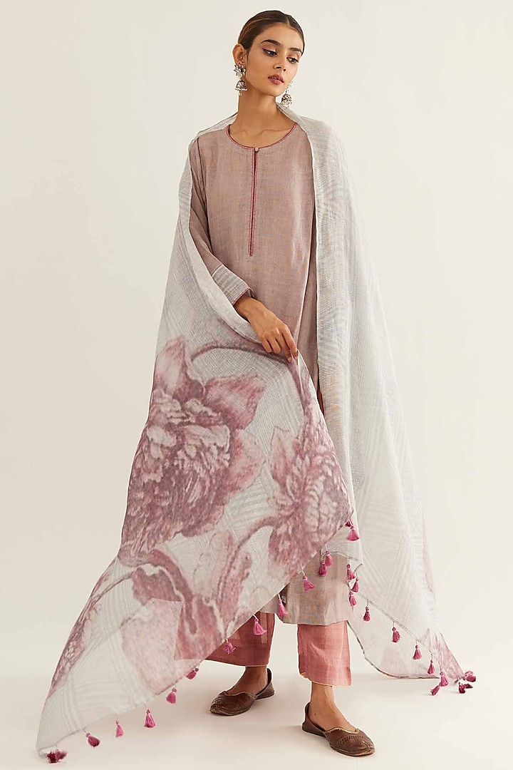 Purple Linen Kalidar Kurta Set by Sihali Jageer at Pernia's Pop Up Shop