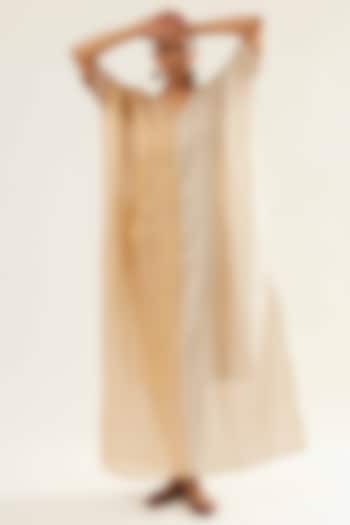 Gold & Silver Tissue Linen Kaftan by Sihali Jageer at Pernia's Pop Up Shop