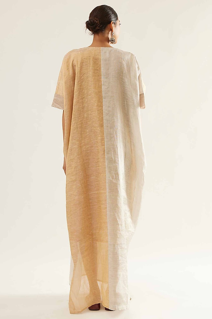 Gold & Silver Tissue Linen Kaftan by Sihali Jageer at Pernia's Pop Up Shop