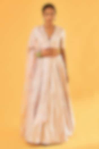 Mauve Pure Silk Jaal Hand Embroidered Bridal Lehenga Set by Sihali Jageer at Pernia's Pop Up Shop