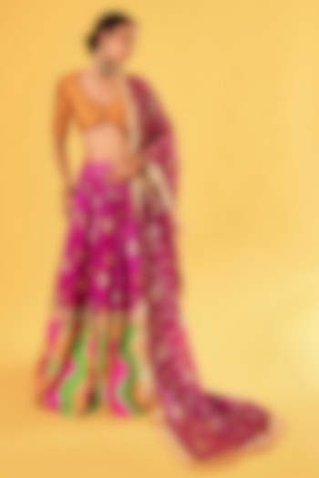 Violet Pure Banarasi Poth Patchwork Bridal Lehenga Set by Sihali Jageer at Pernia's Pop Up Shop