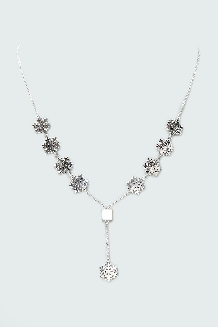 White Rhodium Finish Necklace Set In Sterling Silver by Silberry