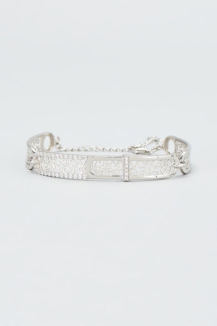 White Rhodium Finish Bracelet In Sterling Silver by Silberry