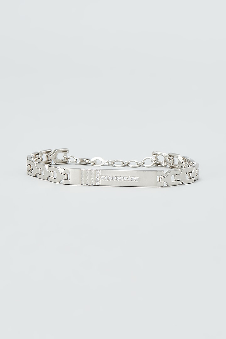 White Rhodium Finish Bracelet In Sterling Silver by Silberry