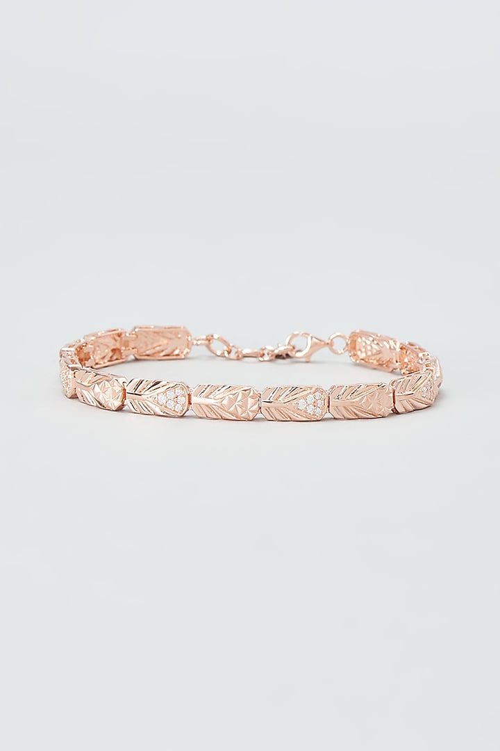 Rose Gold Finish Cubic Zirconia Bracelet In Sterling Silver by Silberry