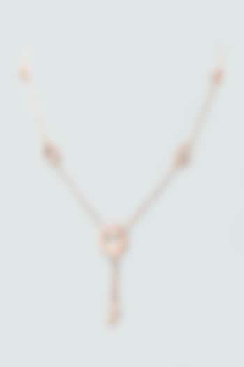 Rose Gold Finish Cubic Zirconia Necklace In Sterling Silver by Silberry
