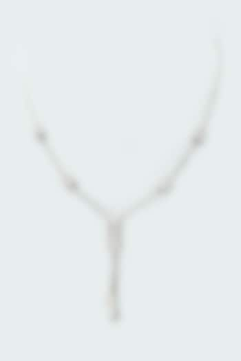 White Rhodium Finish Cubic Zirconia Necklace In Sterling Silver by Silberry