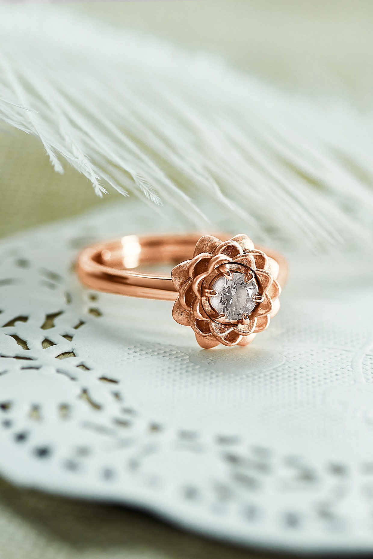 Gold orders over sterling silver CZ floral ring