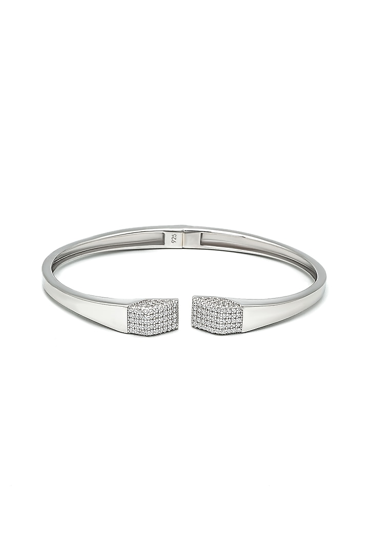 White Rhodium Finish Laser Cut Cubic Zirconia Pristine Kada In Sterling Silver by Silberry at Pernia's Pop Up Shop