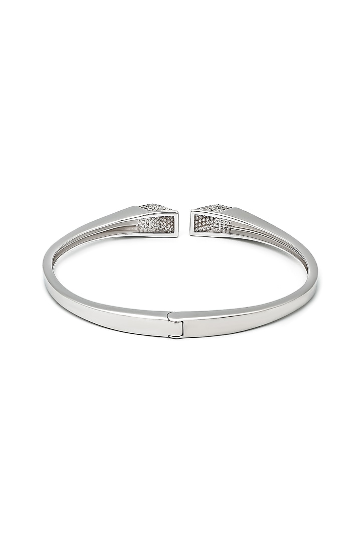 White Rhodium Finish Laser Cut Cubic Zirconia Pristine Kada In Sterling Silver by Silberry at Pernia's Pop Up Shop