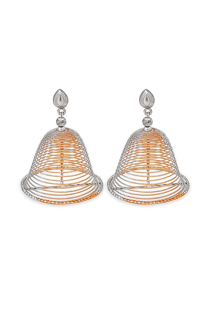Rose Gold Finish Jhumka Earrings In Sterling Silver by Silberry at Pernia's Pop Up Shop