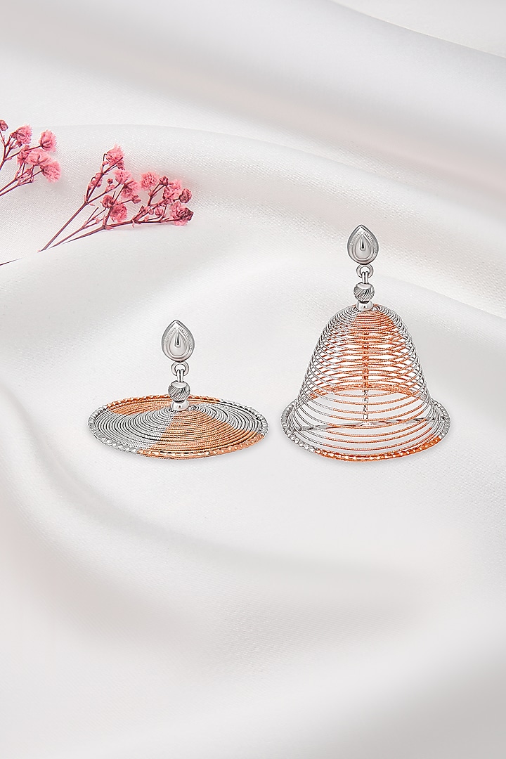Rose Gold Finish Jhumka Earrings In Sterling Silver by Silberry at Pernia's Pop Up Shop
