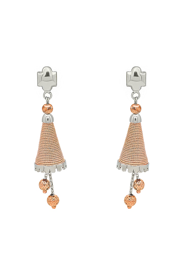 Rose Gold Finish Swirl Dangler Earrings In Sterling Silver by Silberry at Pernia's Pop Up Shop
