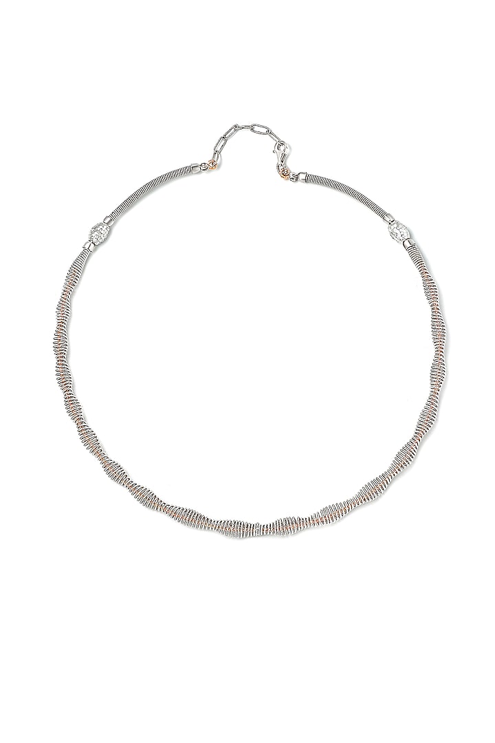 Two-Tone Finish Cubic Zirconia Necklace In Sterling Silver by Silberry at Pernia's Pop Up Shop