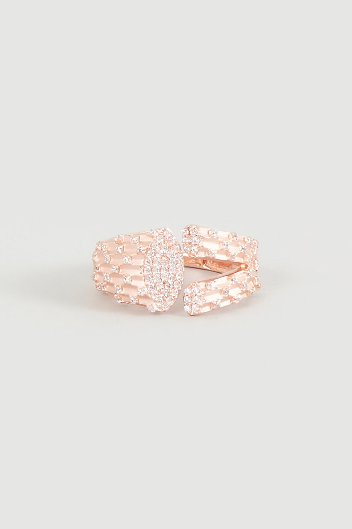 Rose Gold Finish Cubic Zirconia Ring In Sterling Silver by Silberry at Pernia's Pop Up Shop